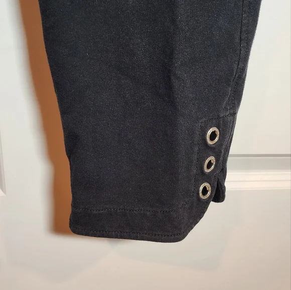 Quacker Factory Dream Jeannes Stretchy Black Jeggings Rhinestone Detail M - Picture 3 of 5